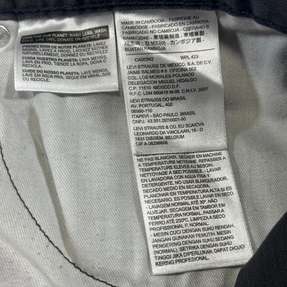 Levi Strauss 505 White Tab Black Jeans Men's 38x32 (38x30) Regular Fit Levi's‎